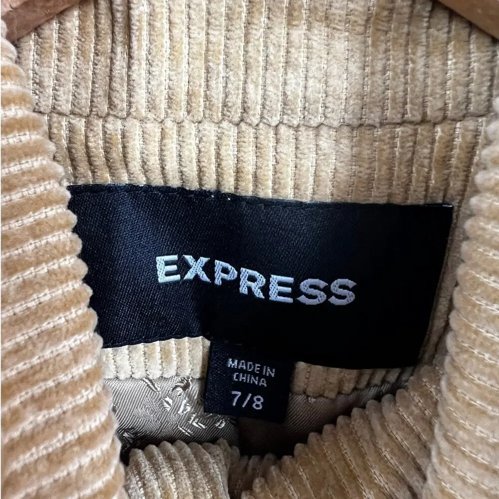Express Jacket Womens Mustard Yellow Tan Funnel Neck Corduroy Size 7 8‎
